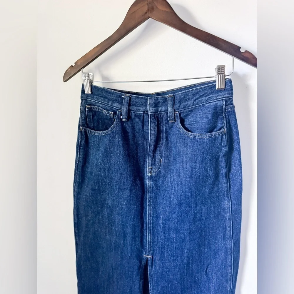 J Crew Denim Midi Skirt in Rinse Wash
